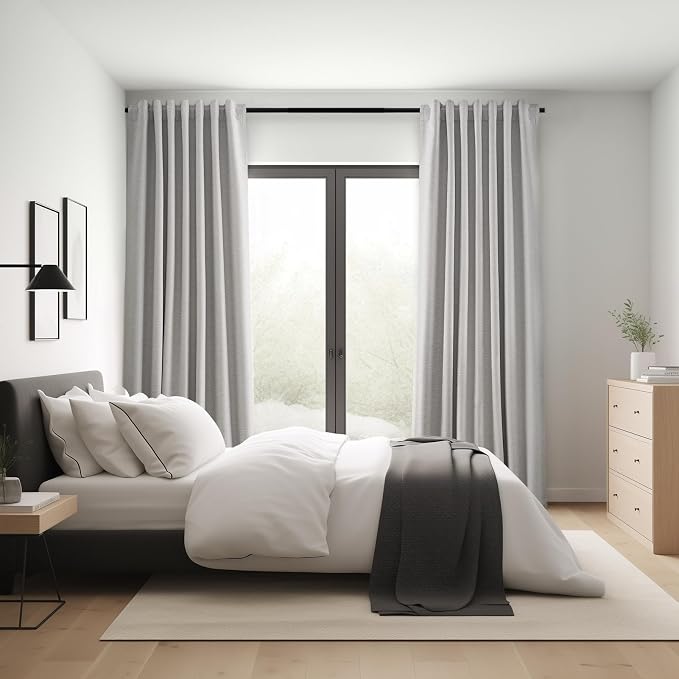 Topfinel 105 Inches Long Custom Black Out Faux Thick Linen Drapery Two Panels - Image 7