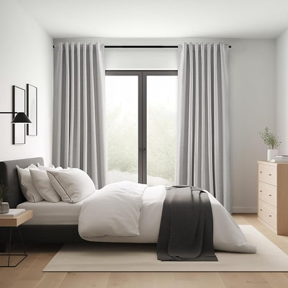 Topfinel 90 Inches Long Full Blackout Light Grey Linen Curtains - Image 7