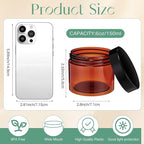 Patelai 4 Pieces Round Wide-mouth Leak Proof Plastic Container Jars with Lids for Travel Storage Makeup Beauty Products Face Creams Oils Salves Ointments DIY Making(6 Ounce,Amber)
