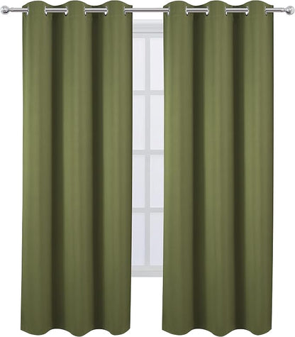 Olive Green Thermal Blackout Curtains/42 x 84 Inch/Set of 2 Panels Room - Image 2