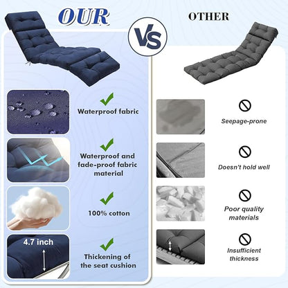 Outdoor Chaise Lounge Chair Cushion 74.2 x 22 x 4.7 Inches Thickened 100% - Image 3