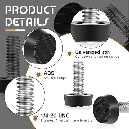 Hotop 1/4-20 UNC Thread Adjustable Table Levelers Screw Foot Levelers - Image 3