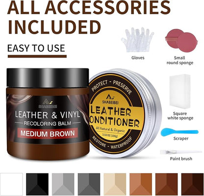 Leather Recoloring Balm with 100ml Mink Oil, Medium Brown Leather Repair Kit - Image 6