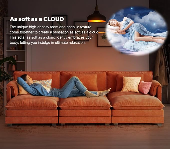 ELUCHANG Oversized 153" Modular Sectional Sofa, Comfy Cloud Couch, L Shaped - Image 7