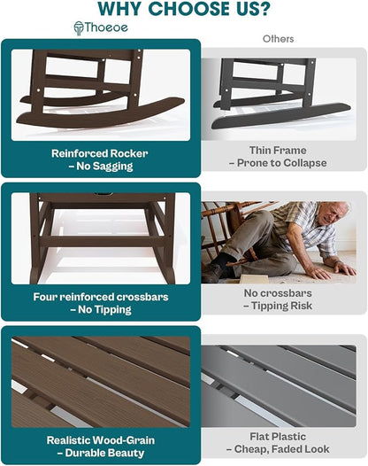 THOEOE Oversized Rocking Chair Set of 4, Outdoor Rocking Chair - Image 4