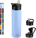 HASLE OUTFITTERS Insulated Water Bottle 22 oz Double Wall Stainless Steel Water Bottle Wide Mouth with Straw Lid & Spout Lid Keeps Cold or Hot(Blue,1)