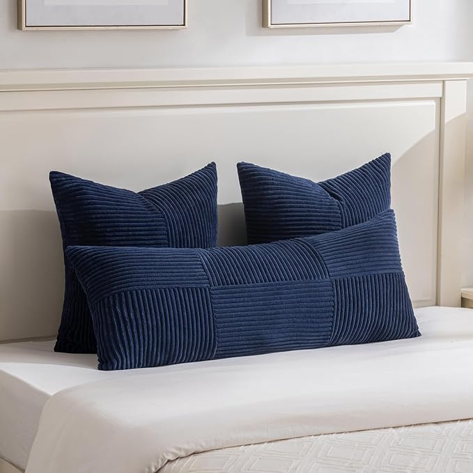 Fancy Homi 2 Packs Navy Blue Big Decorative Throw Pillow Covers 24x24 Inch - Image 5