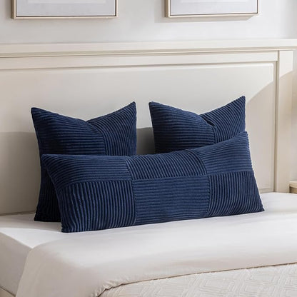 Fancy Homi 2 Packs Navy Blue Euro Decorative Throw Pillow Covers 28x28 Inch - Image 5