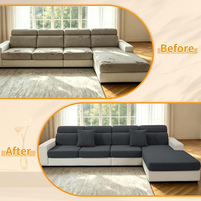XINEAGE Large Couch Cushion Covers Seat Cushion Cover Thick Stretch Sofa - Image 7