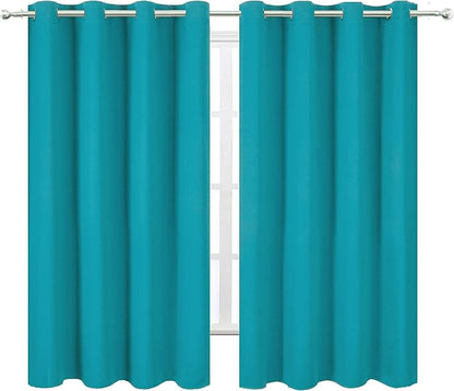 Teal Blackout Curtains 66 x 63 Inch Length/Set of 2 Curtain Panels/Thermal - Image 2
