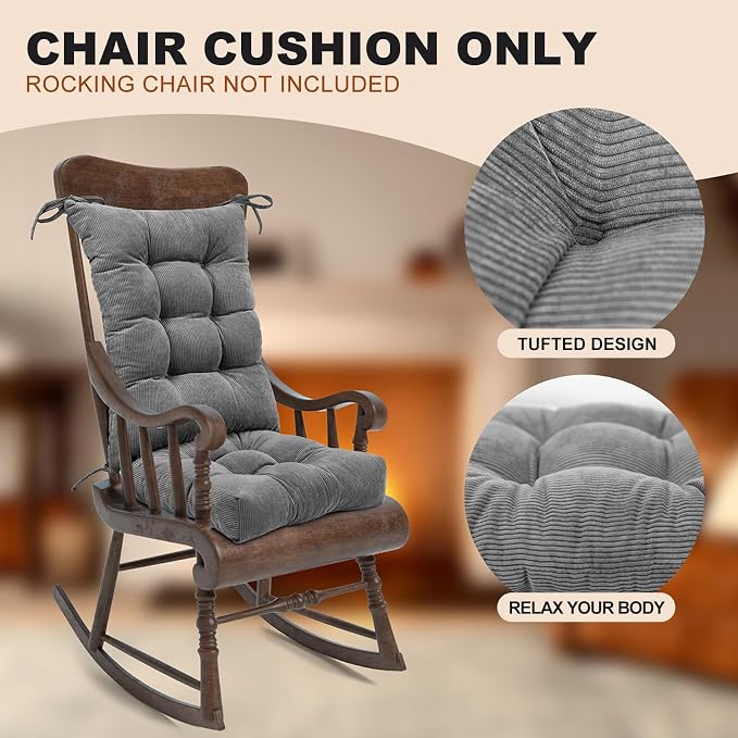 Lokex Rocking Chair Cushion Only, Tufted Non-Slip Comfortable Rocking Chair - Image 2