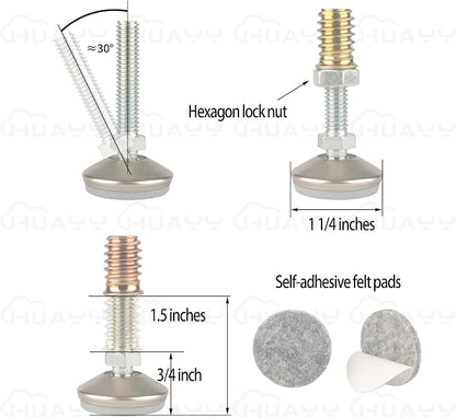 HUAYY Furniture Levelers Swivel Feet, Angle Height Adjustable, Heavy Duty - Image 2