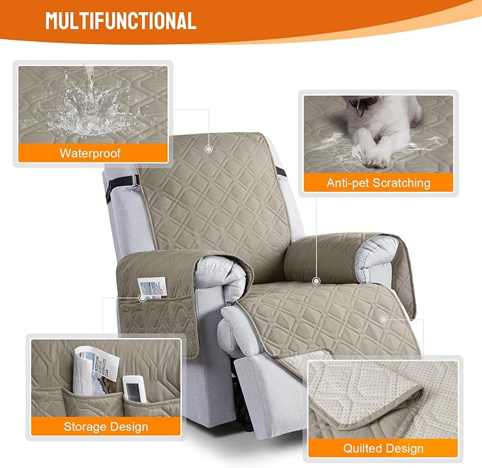 VANSOFY 100% Waterproof Recliner Chair Covers, Recliner Cover Non-Slip Dog - Image 7