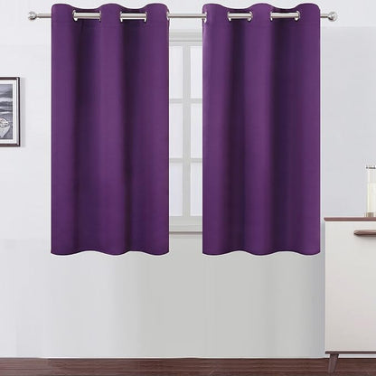 Purple Blackout Curtains 34 x 54 Inch Length/Set of 2 Curtain Panels/Thermal by Lemomo