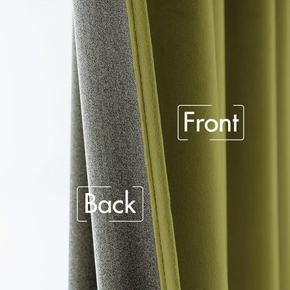 MIULEE Velvet Curtains 52x90 inches 2 Panels Moss Green Blackout Curtains | - Image 6