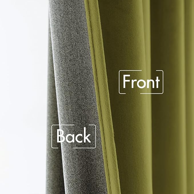 MIULEE Velvet Curtains 52x96 inches 2 Panels Moss Green Blackout Curtains | - Image 6