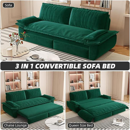 KEIKI 73.2" Pull Out Sofa Bed Queen, 3-in-1 Convertible Sleeper Couch - Image 3