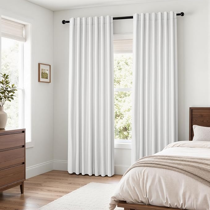 Topfinel Snow White Blackout Linen Curtains 108 Inches Long - Image 7