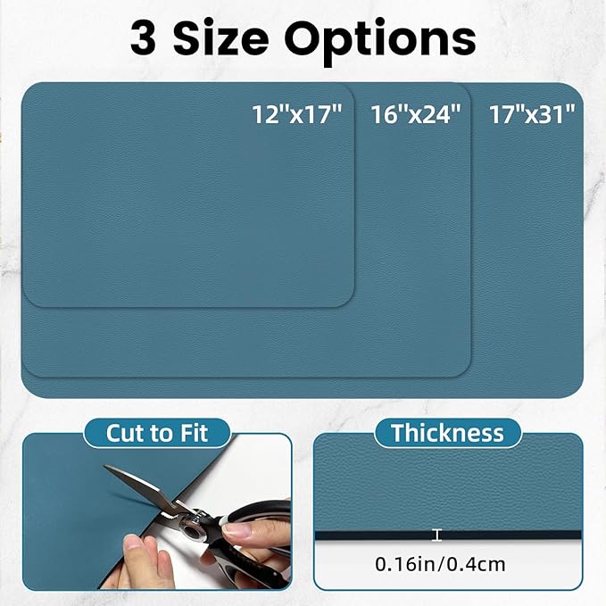 PoYang 31"x17" Coffee Mat X-Large, Coffee Bar Accessories for Countertop, Absorbent Dish Drying Mat, Anti-Slip and Hide Stain Pad for Espresso Machine, Espresso Maker and Kitchen Counter, Blue