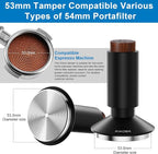 53mm Espresso Tamper & Magnetic WDT Tool, Barista Cofee Tamper with Spring Loaded, Anodized Aluminum Alloy Handle, Stainless Steel Corrugated Base with Cover for Portafilter Basket