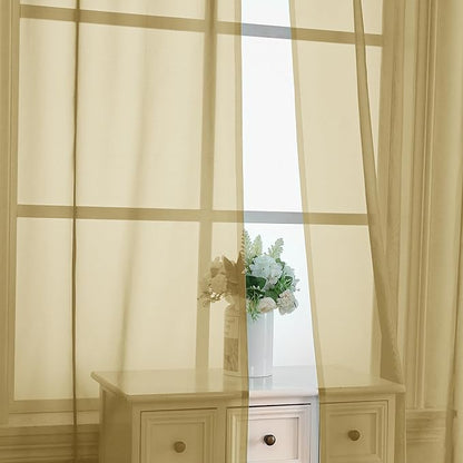 Gold Sheer Curtains 84 Inches Long 2 Panels - Image 5
