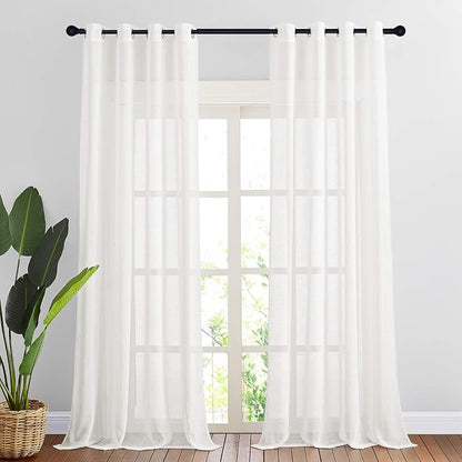 NICETOWN Thick Linen Sheer Ivory Curtains by NICETOWN