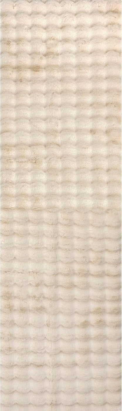 nuLOOM Jeni Beige Checkered Washable Runner Rug - Image 5