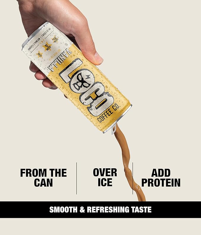 Loco Coffee Vanilla Latte 11 Ounce Can, 12 Count | Zero Sugar, 200mg Caffeine | Gluten Free and Dairy Free | Low Calorie Iced Coffee