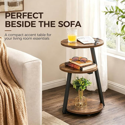 BEWISHOME Round Side Table, 3-Tier End Table, Nightstand - Image 3