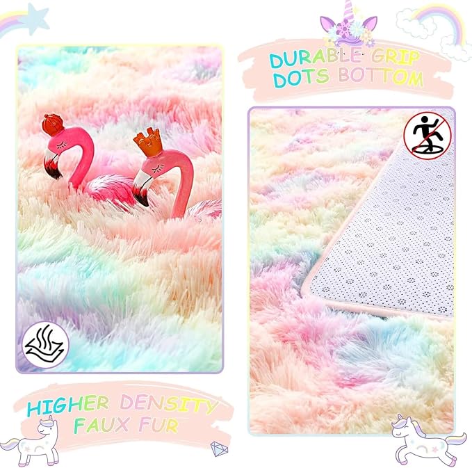5x7 Rainbow Fluffy Soft Area Rug Non-Slip - Image 7