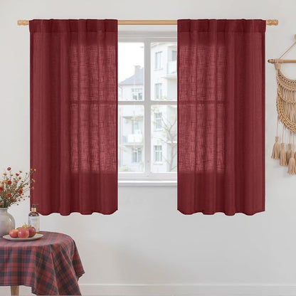54 Inch Semi Sheer Window Linen Curtains, Light Filtering Panels | Faux Linen by LAMIT