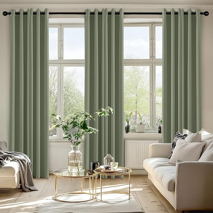 MIULEE Blackout Curtains for Bedroom 2 Panels 40 x 84 Inch Long Sage | Thermal - Image 6