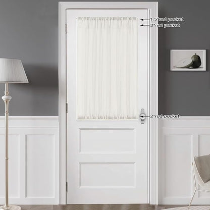 Chyhomenyc Ivory Sheer Curtains Tier 36 inch Length 2 Panels, Light Filtering - Image 3