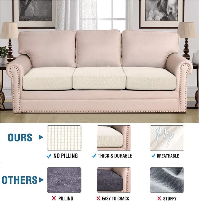 H.VERSAILTEX Super Stretch Individual Seat Cushion Cover Sofa Covers Couch - Image 2