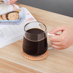 Aquach 16 Oz Glass Coffee Tea Cups, Clear Mugs with Handle, Microwave and Dishwasher safe Home Office Mug Perfect for Americano Latte Hot Beverages, 2-Pack
