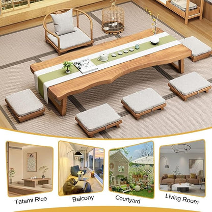Japanese Floor Table -Vintage Solid Wood Tatami Table, Low Rectangular Tea Table - Image 7