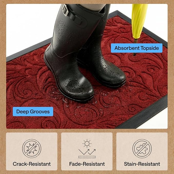 GORILLA GRIP 100% Waterproof All-Season WeatherMAX Doormat US Designed Natural - Image 5