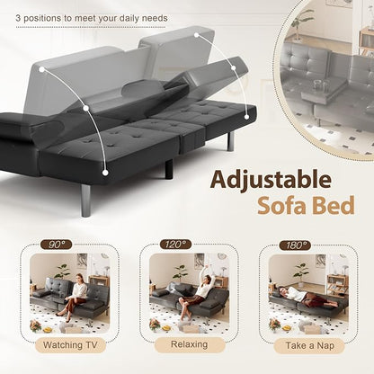 Shahoo Convertible Folding Futon Sofa Bed Sleeper Couch - Image 4