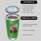 20oz Tumbler Bulk Stainless Steel Tumblers with Lid Vacuum Insulated Double Wall Travel Coffee Mug Powder Coated Tumbler Cup for Hot and Cold Drinks(Green, 1 pack)