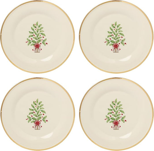 Lenox 897744 Holiday Tree Accent Plates, Service For 4, Christmas Dishes, Dinnerware Set,