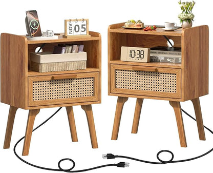 Lerliuo Rattan Nightstands Set of 2 by Lerliuo