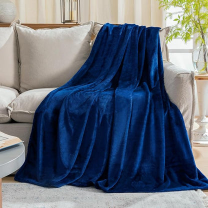 Classic Blue Fleece Plush Throw Blanket 60"x80"for Couch Fuzzy Cozy Flannel | by JIAHANNHA