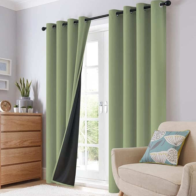 SimpleHome Sage 100% Blackout Curtains Room Darkening Living Room 36 Inch | - Image 8