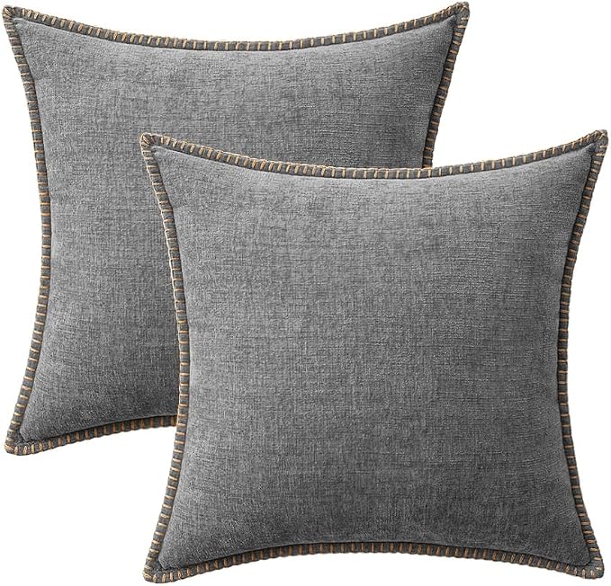 MIULEE Decorative Couch Throw Pillow Covers 18x18 Inch Dark Gray 2 Pack | - Image 6