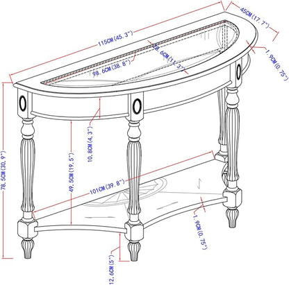 PADMA HOUSE Traditional Solid Wood Semi-Circle Sofa Table - Image 2