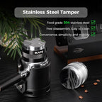 IKAPE Coffee Products, 51mm Coffee Distributor & Hand Tamper, Adjustable Depth Espresso Distributor Fits All 51mm Espresso Portafilter, Compatible with Delonghi Bottomless Portafilter (Black)
