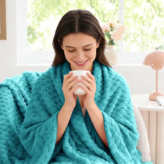 BEDELITE Teal Throw Blanket for Couch, Soft Cozy Gifts for Women, 50 * 60 | 3D - Image 4