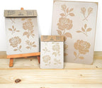 NAKLEO DIY Reusable Plastic Stencil - 30x42cm / 11.7” x 16.5” - Rose Flower Bloom - Art Craft Wall Painting Pattern Template Scrapbooking Decoupage - Fabric Furniture Wood