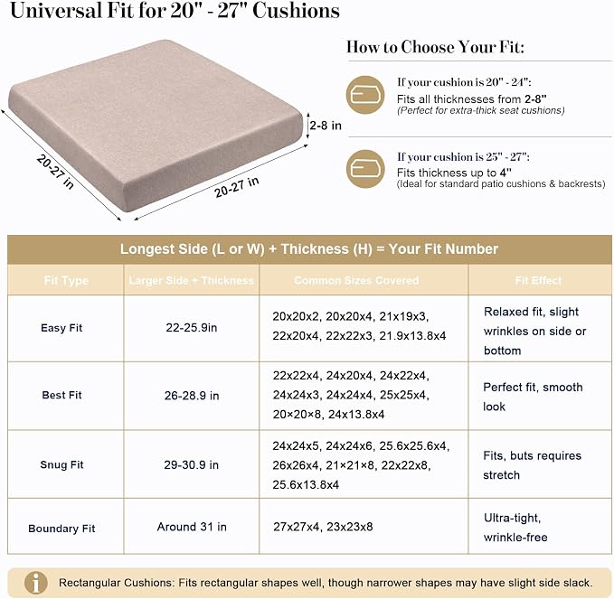 8Pcs Patio Cushion Covers Stretch Outdoor Furniture Protector Slipcovers | - Image 3
