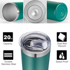 VEGOND Stainless Steel Skinny Tumbler, 20 oz Vacuum Insulated Tumbler with Lid and Straw, Double Wall Coffee Cup, Travel Mug for Cold Hot Drinks, Dark Green 1 Pack